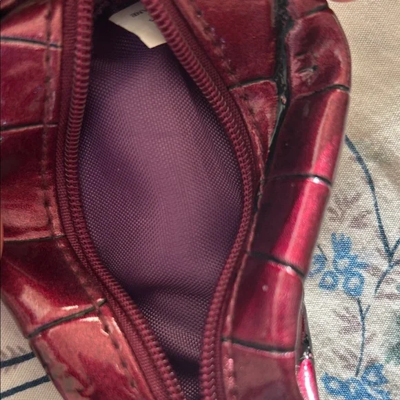 Metallic Red Croc-Embossed Keychain Pouch - Picture 2 of 4